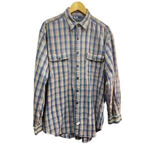Polo Ralph Lauren Mens Long Sleeve Button-Down Plaid Shirt Size L 100% Cotton
